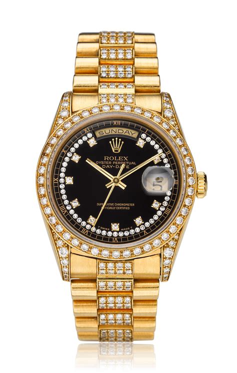 rolex day-date automatic full gold with diamond bezel and dial|18k gold rolex with diamonds.